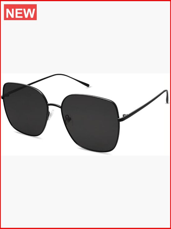 Trendy Oversized Square Metal Frame Sunglasses UV Protection